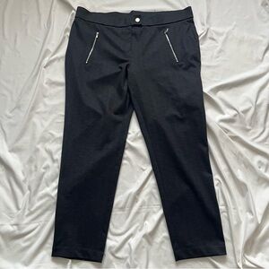 Rafaella The Slim Ankle High Rise Pants | Size 16W | Black Herringbone Pullover